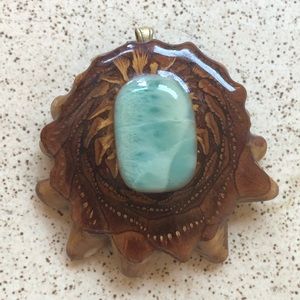 Large Third Eye Pinecone pale blue Larimar stone